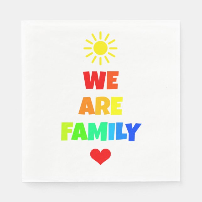We Are Family Rainbow Sunshine Adoption Design Paper Napkins (Front)