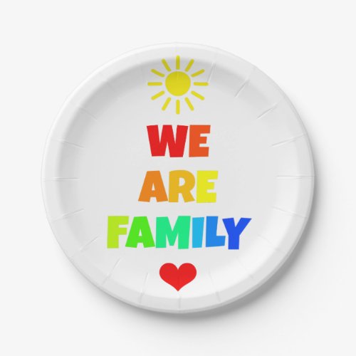 We Are Family Rainbow Sunshine Adoption Design Paper Plates