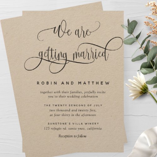 We Are Getting Married Kraft Rustic Modern Wedding Invitation