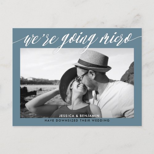 We Are Going Micro  Wedding Update Announcement Postcard