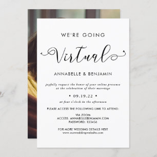 We Are Going Virtual Wedding Photo Invitation