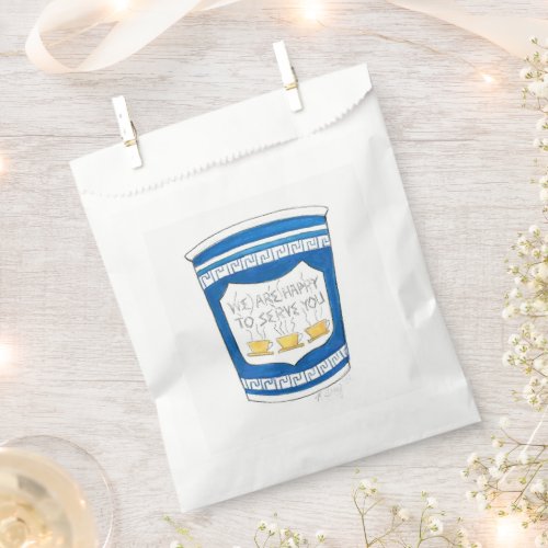 We Are Happy to Serve You Blue Greek Coffee Cup Favor Bag