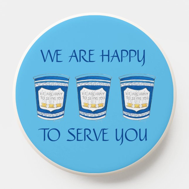 We Are Happy to Serve You Greek Diner Coffee Cup PopSocket (Popsocket)