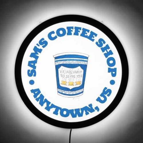 We Are Happy To Serve You Greek Diner Coffee Shop LED Sign