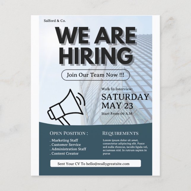 We are Hiring Flyer, Job Vacancy, Hiring Flyer (Front)