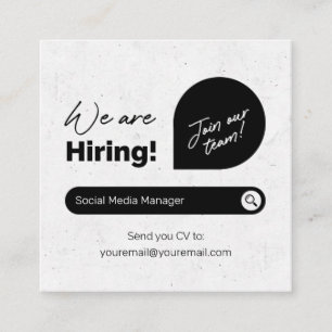 We are hiring square business card