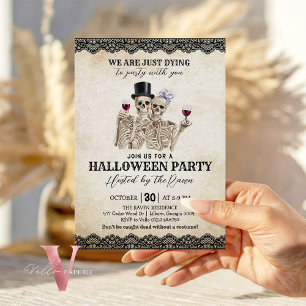 We are Just Dying to Party Family Halloween Dinner Invitation