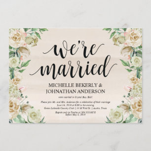 We are married Elopement Reception Invitation Card