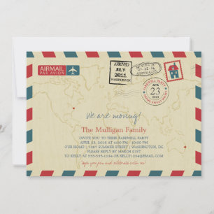 We Are Moving Airmail Farewell Party Invitation