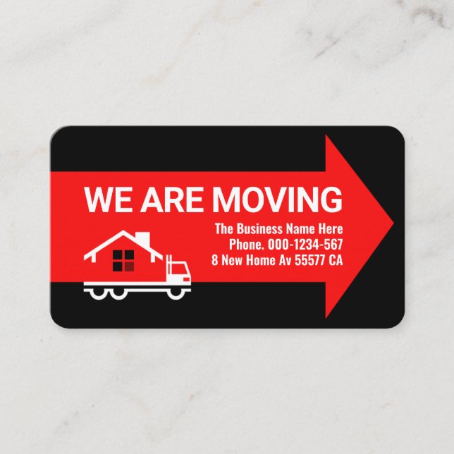 WE ARE MOVING Business Location Business Card (Front)