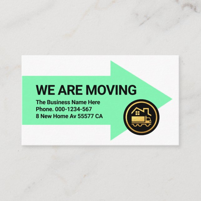 WE ARE MOVING Business Office Business Card (Front)