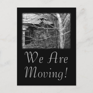 We Are Moving. Old cottage and Tree. Announcement Postcard