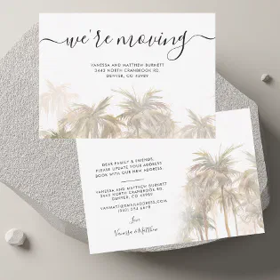 We Are Moving Palm Trees Address Change Note Card