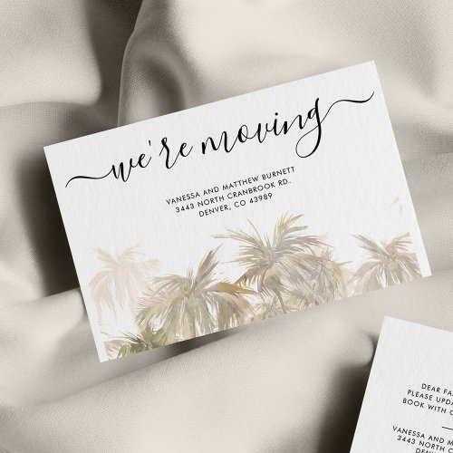 We Are Moving Palm Trees Address Change Note Card