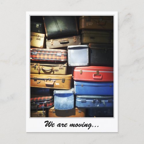 We Are Moving Stack of Suitcases Announcement Postcard