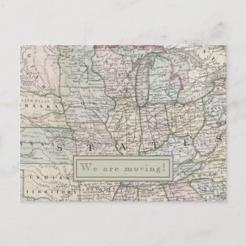 We are moving to Custom State Vintage USA Map Postcard