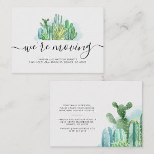 We Are Moving Watercolor Cacti Address Change Note