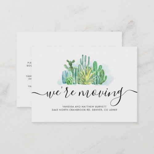 We Are Moving Watercolor Cacti Address Change Note