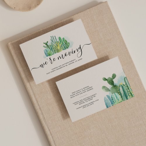 We Are Moving Watercolor Cacti Address Change Note Card