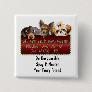 We Are Not Disposable Please Spay & Neuter Button