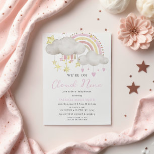 We are on Cloud Nine Baby Girl Baby Shower Invitation