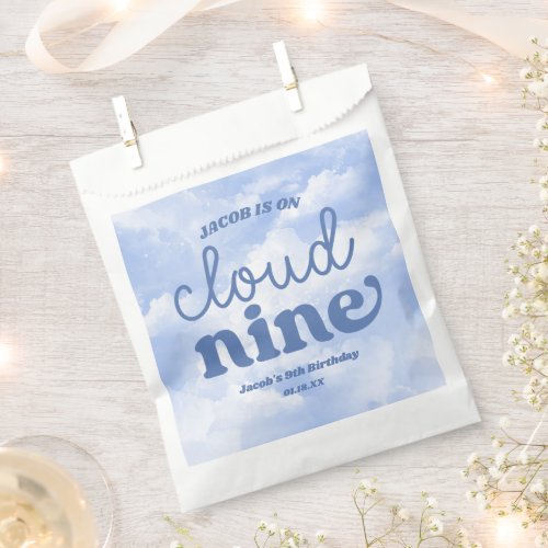 We Are On Cloud Nine Blue 9th Ninth Birthday Party Favor Bag