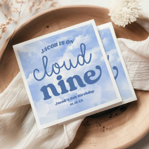 We Are On Cloud Nine Blue 9th Ninth Birthday Party Napkins