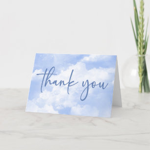 We Are On Cloud Nine Blue Baby Shower Letterpress Thank You Card