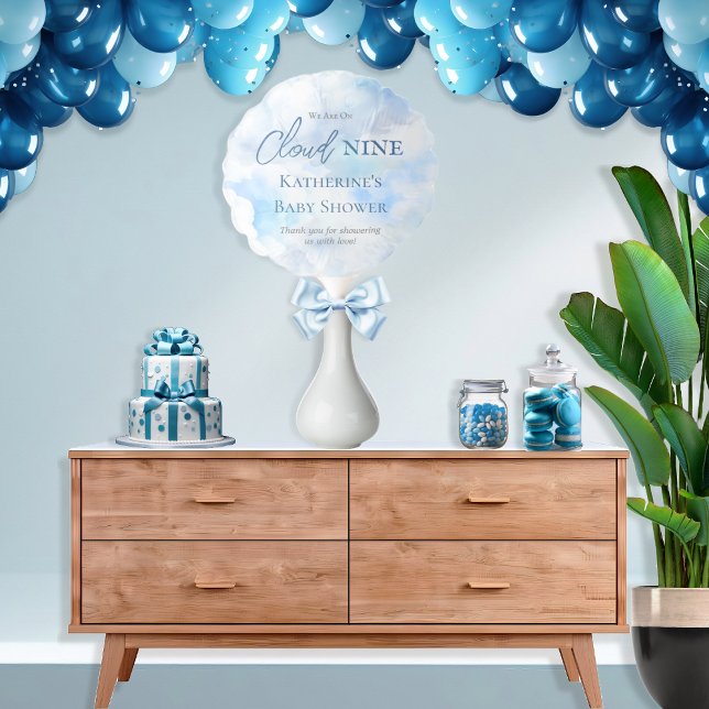 We Are On Cloud Nine Blue Boy Baby Shower Balloon ("We Are On Cloud Nine"  Blue Boy Baby Shower Balloon)