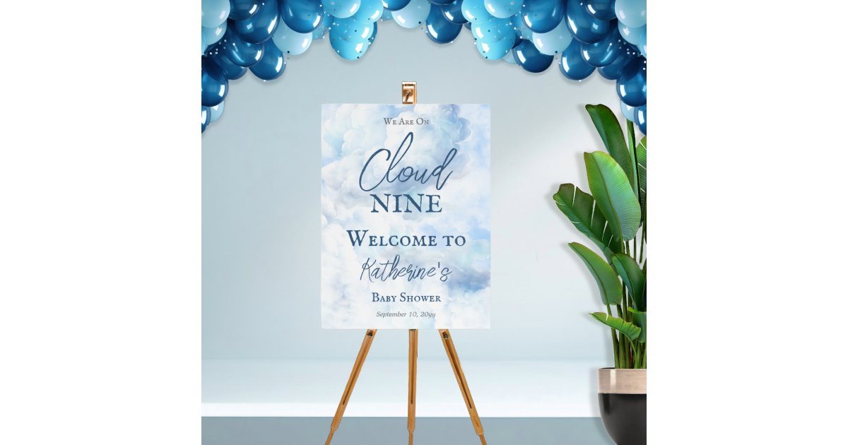 We Are On Cloud Nine Blue Boy Baby Shower Foam Board