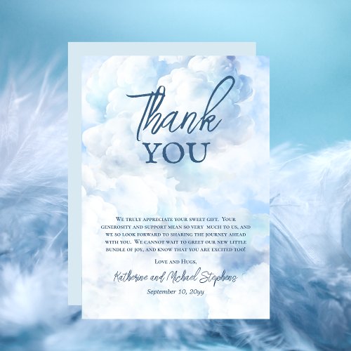 We Are On Cloud Nine Blue Boy Baby Shower Thank You Card