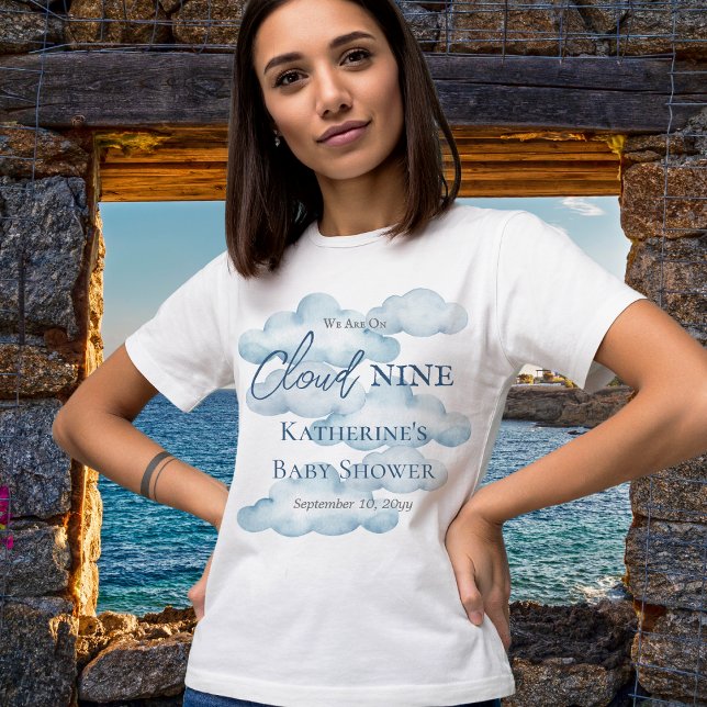 We Are On Cloud Nine Blue Boy Baby Shower Tri-Blend Shirt ("We Are On Cloud Nine"  Blue Boy Baby Shower Woman's T-Shirt)