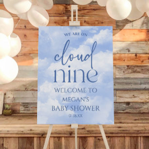 We Are On Cloud Nine Blue Clouds Baby Shower Foam Board