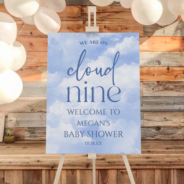 We Are On Cloud Nine Blue Clouds Baby Shower Foam Board (Creator Uploaded)