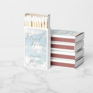 We Are On Cloud Nine Blue Clouds Baby Shower Matchboxes