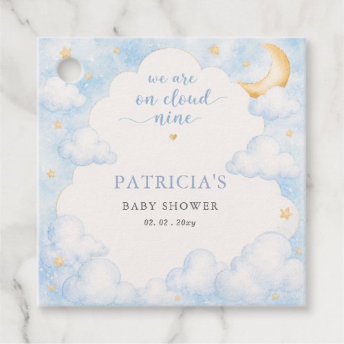 We are on Cloud Nine Boy Baby Shower Favor Tags