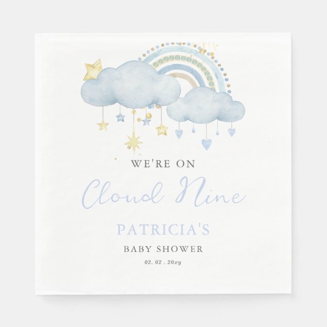 We are on Cloud Nine Boy Baby Shower  Napkins (Front)