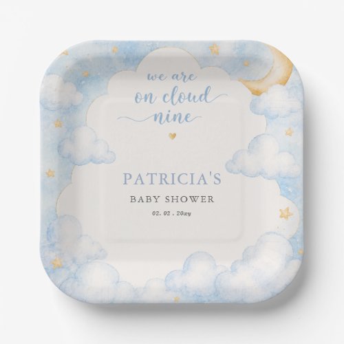 We are on Cloud Nine Boy Baby Shower  Paper Plates