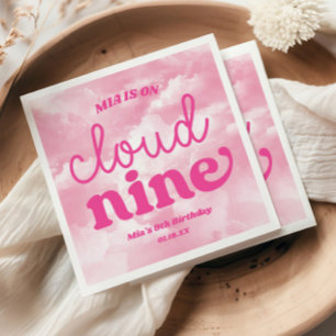 We Are On Cloud Nine Pink 9th Ninth Birthday Party Napkins