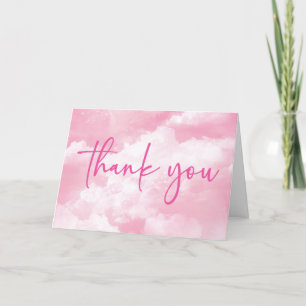 We Are On Cloud Nine Pink Baby Shower Letterpress Thank You Card