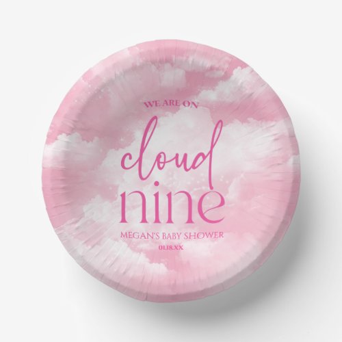 We Are On Cloud Nine Pink Baby Shower Paper Bowls