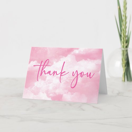 We Are On Cloud Nine Pink Baby Shower Thank You Card