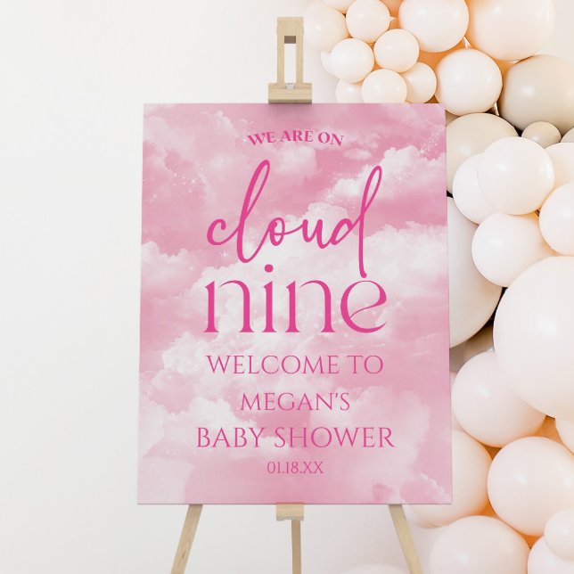 We Are On Cloud Nine Pink Clouds Baby Shower Foam Board (Creator Uploaded)