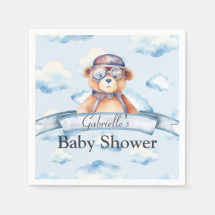 We are on Cloud Nine Vintage Boy Bear Baby shower  Napkins