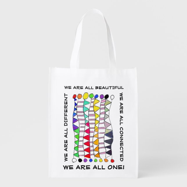 We Are One Diversity Celebration Grocery Bag (Front)