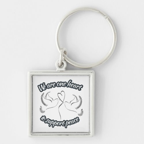 We are one heart to support peace   keychain