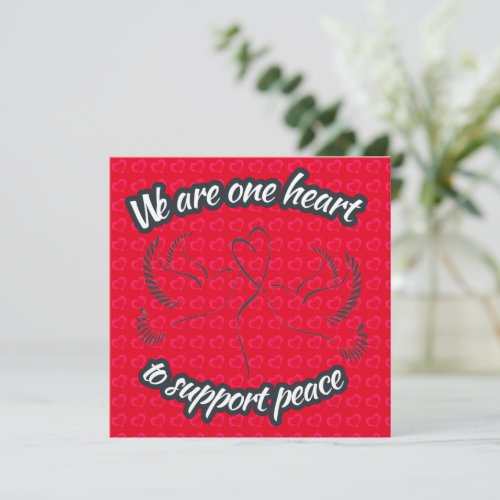 We are one heart to support peace  thank you card