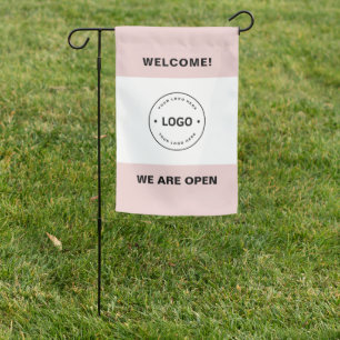 We Are Open Bakery Logo Pink Sign Flag