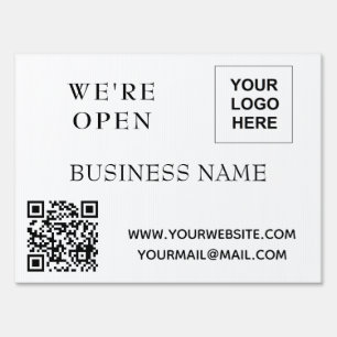 We are open Business Logo QR code Sign
