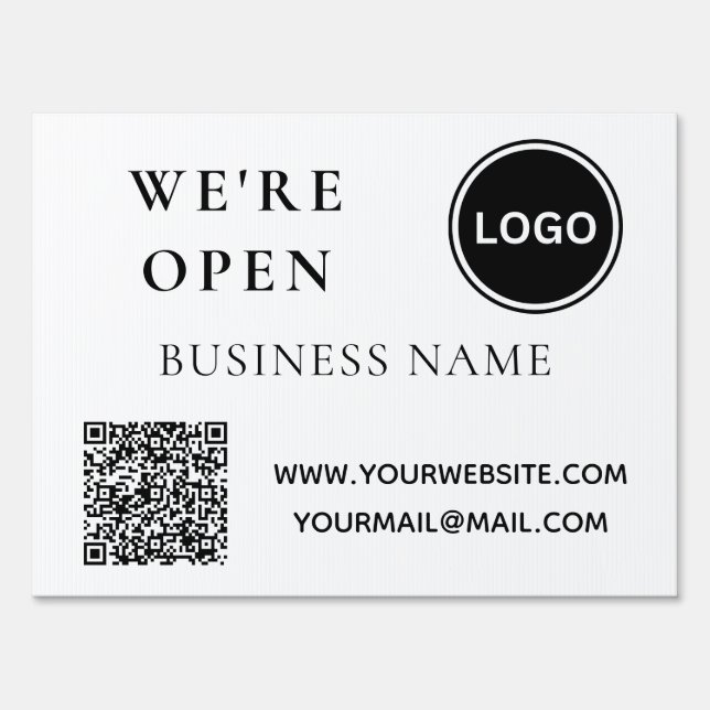 We are open Business Store Simple Elegant Template Sign (Front)